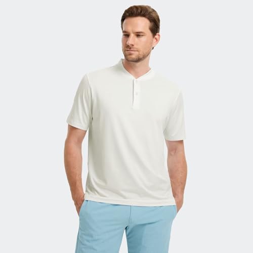 MAELREG Collarless Golf Shirts for Men Dry Fit Moisture Wicking Short Sleeve