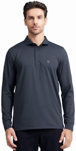 MAELREG Men's Dry Fit Moisture Wicking Polo Golf Shirts Short Long Sleeve Pin Striped