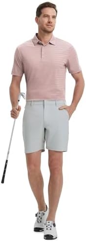 MAELREG Mens Striped Golf Polo Shirts Water-Resistant Breathable Short Sleeve for Men