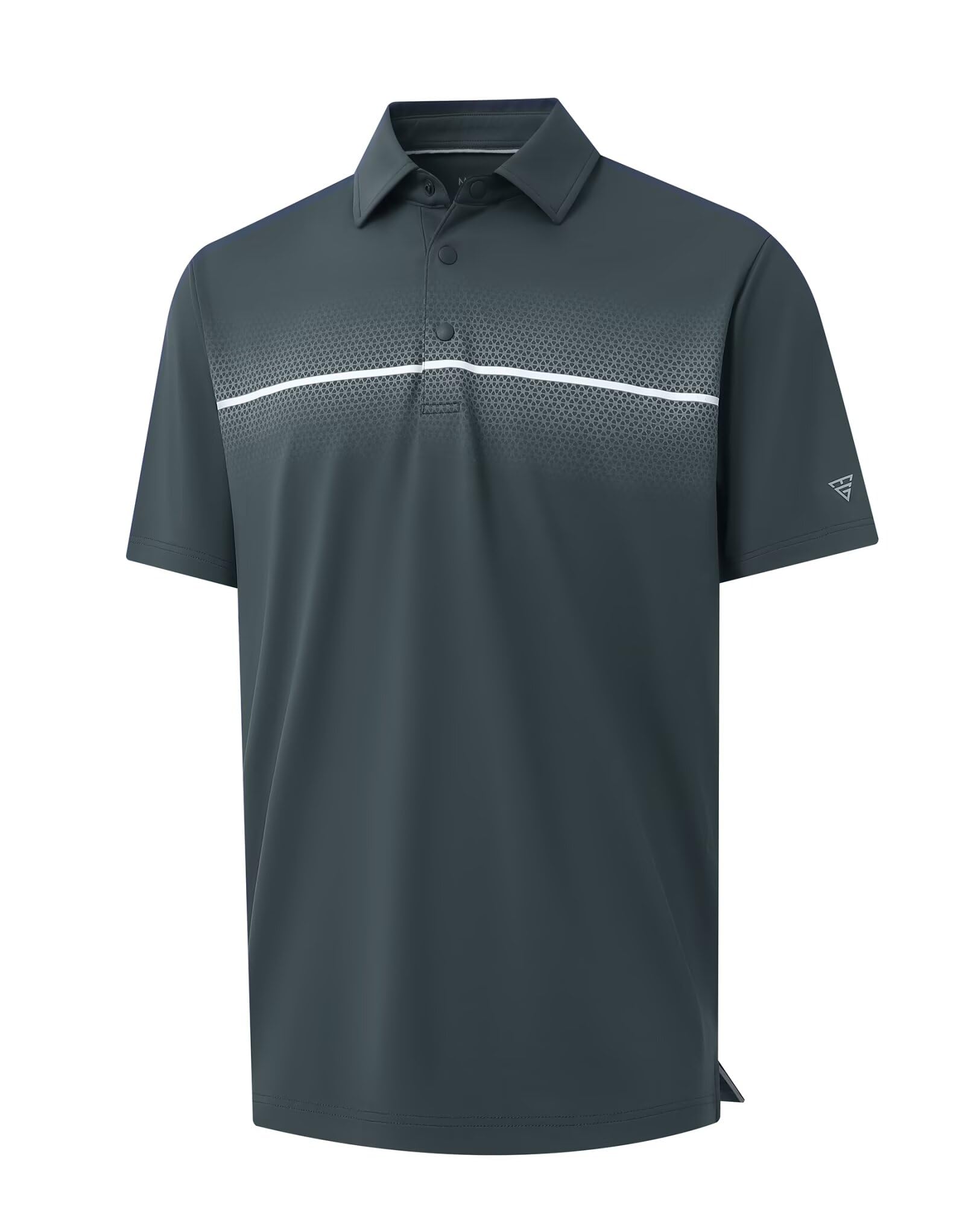 MAELREG Mens Golf Polo Shirts Moisture Wicking Dry Fit Short Sleeve Stripe Chest Print